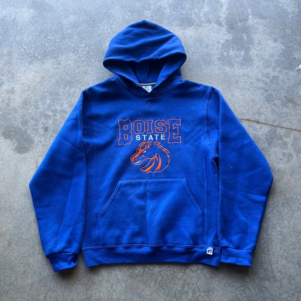 Russell Athletic Boise State Broncos Hoodie Blue Small Sweatshirt Embroidered